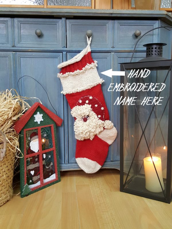 Christmas Stocking With Santa Claus Applique