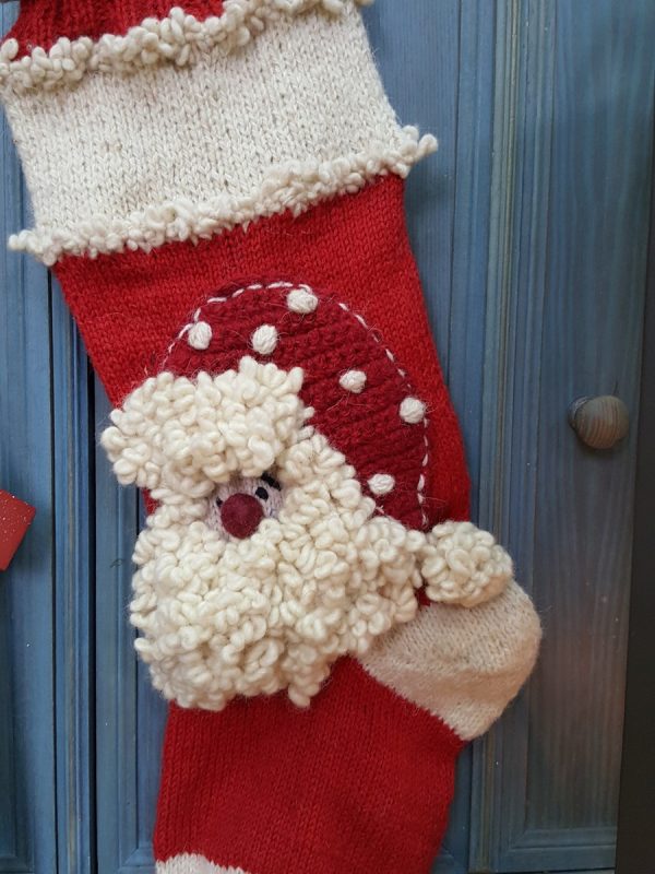 Christmas Stocking With Santa Claus Applique