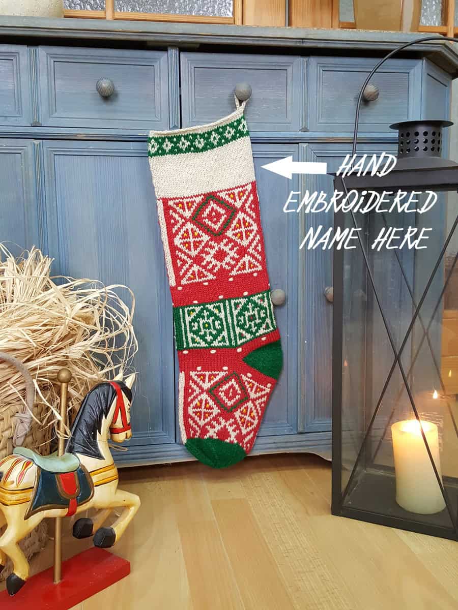 Personalized Christmas Stockings Christmas stocking in festive colors hanging