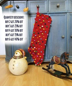 Fair Trade crocheted Christmas stocking in red