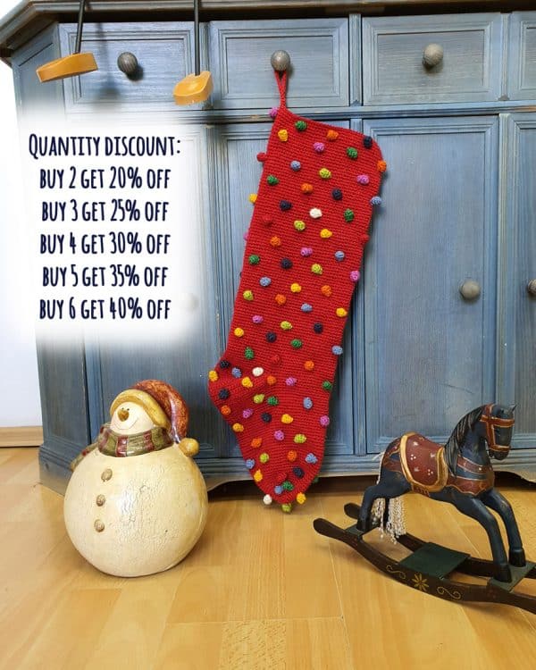 Fair Trade crocheted Christmas stocking in red