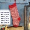 Personalized Christmas stocking featuring fishbone stitch texture