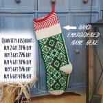 Personalized Green Christmas Stocking - Traditional Pattern