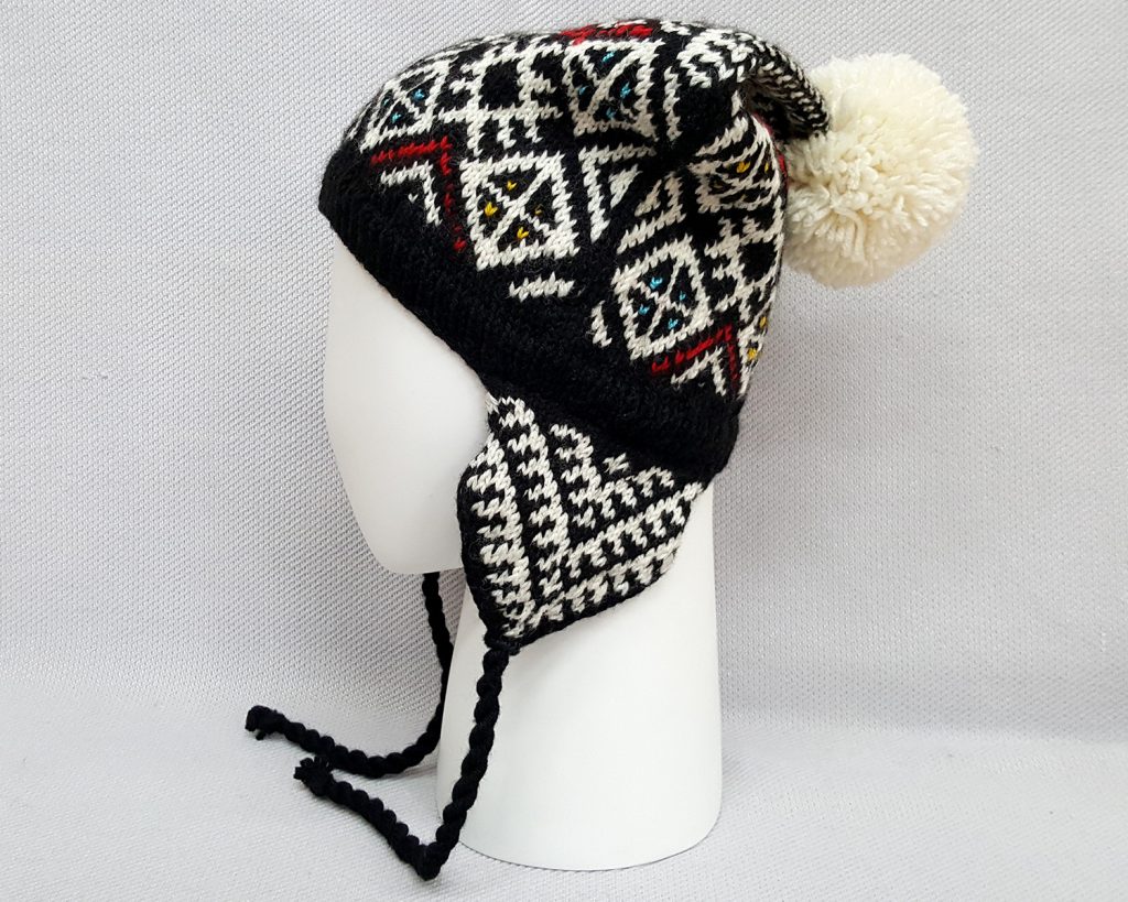 jacquard knit hat with pompon