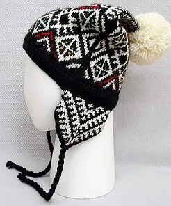jacquard knit hat with pompon