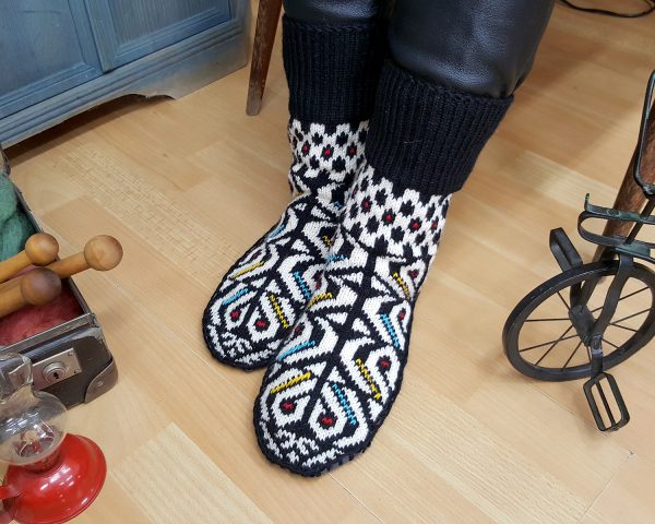 Traditional Slipper Socks with Leather