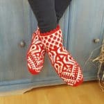 Hand-knit wool slipper socks