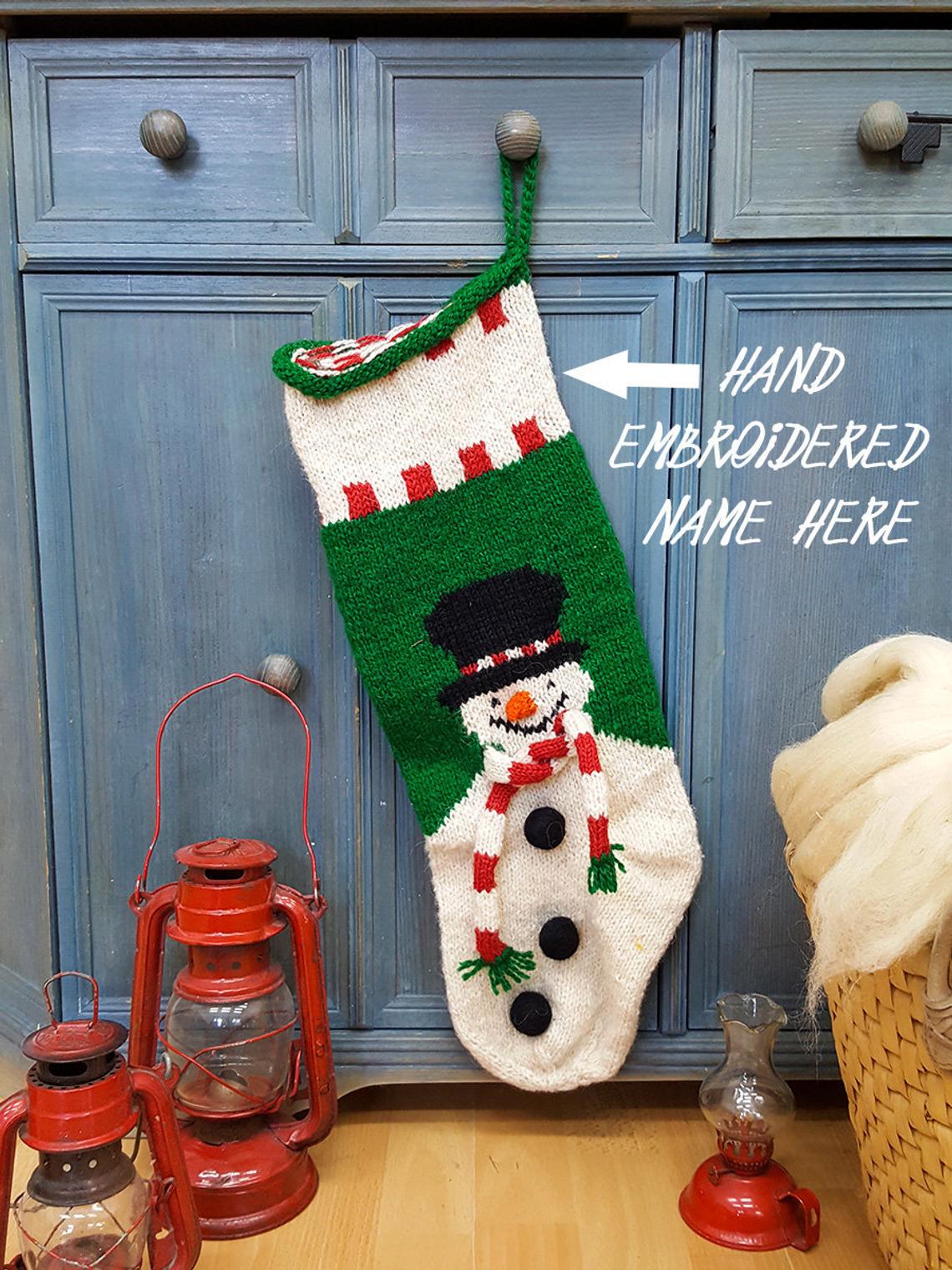 Country Snowman or Snowmen SALE Elf Toe Handmade Christmas Stocking