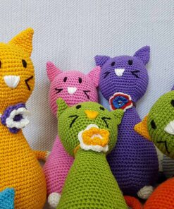 pink crochet cat toy