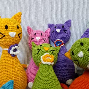 pink crochet cat toy