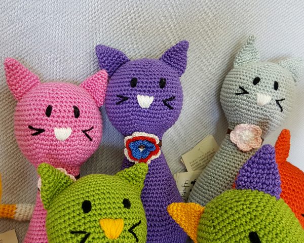 purple crochet cat toy