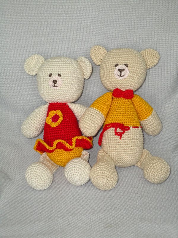 crochet red amigurumi teddy bear