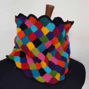colorful handknit circle scarf