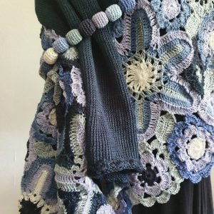 blue hand crochet wrap shawl
