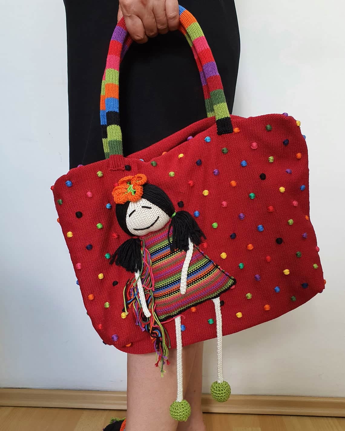 Burgundy Knit Handbag