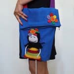 Knitted Shoulder Bag with Doll Applique