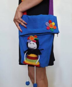 Blue Hand Knit Cotton Bag
