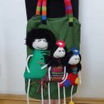 Knitted Bag with Three-Doll Applique