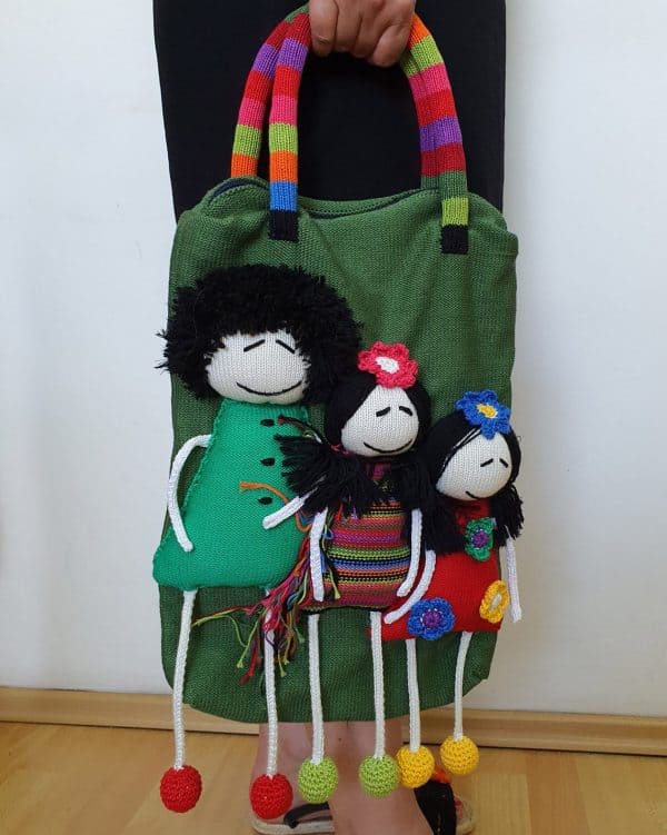 fair trade green knitted bag