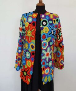 Rainbow colors crochet hippie jacket