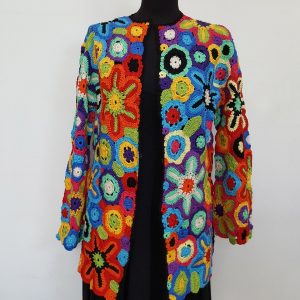 Rainbow colors crochet hippie jacket