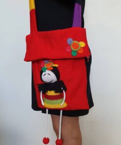 red knit shoulder bag