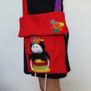 red knit shoulder bag