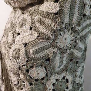 beige crochet shawl