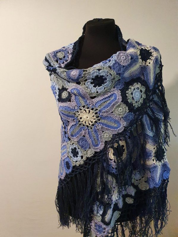 blue crochet shawl