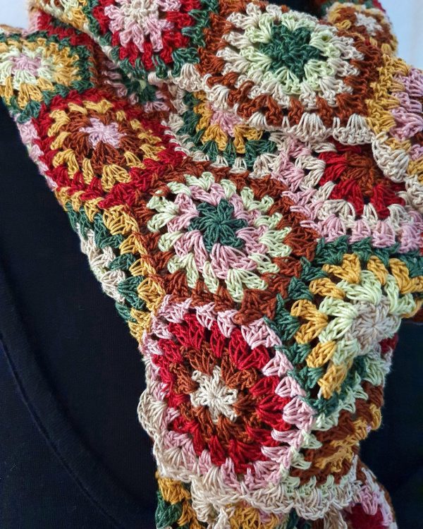 hand crochet colorful scarf