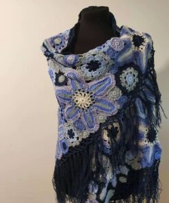 blue crochet shawl