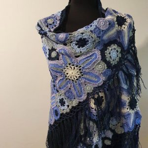 blue crochet shawl