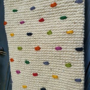 Close-up of crochet stitch detail on personalized holiday stocking for your Festive home decor