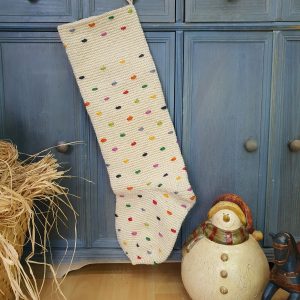 Personalized crochet Christmas stocking with festive design