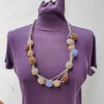 Crochet string necklace with wooden beads