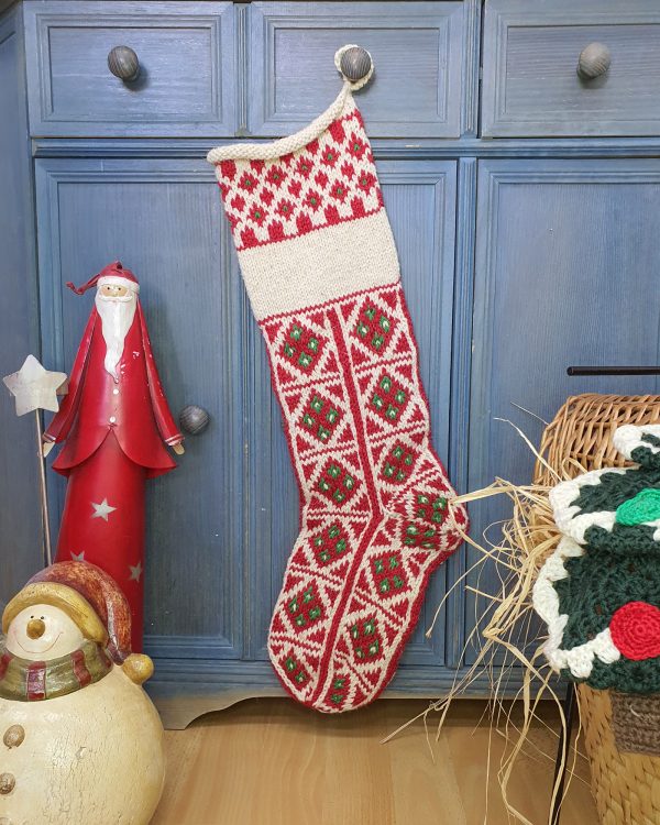 Jacquard Knit Christmas Stocking - Red - Image 5