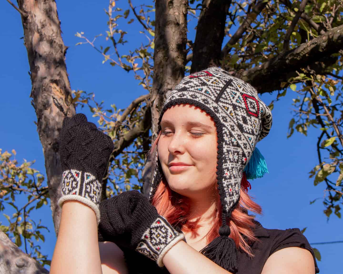 Jacquard Knit Beanie with Earflaps - Image 3