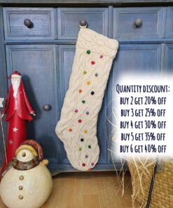 Elegant hand-knitted Christmas stocking with classic cable-knit pattern