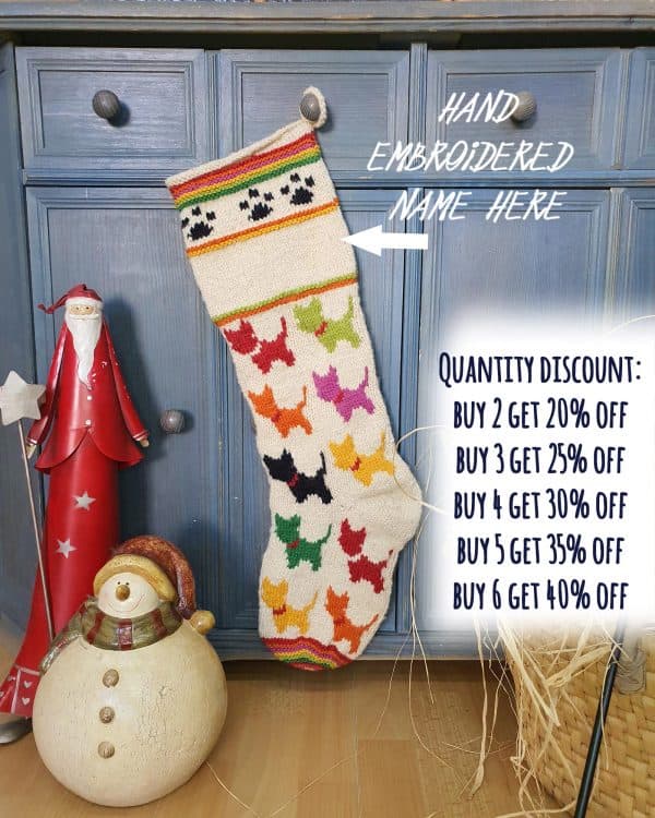 Personalized fair trade dog holiday stocking hanging