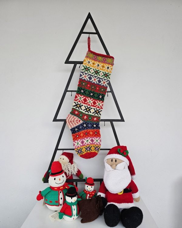 Traditional patterned stocking hanging