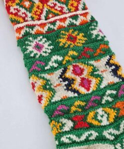 Detailed view of traditional Bosnian rug motifs on the stocking