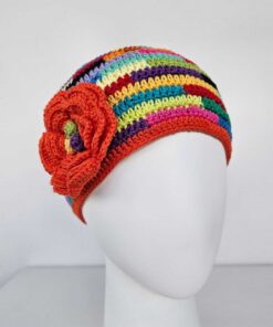Colorful striped crochet hat