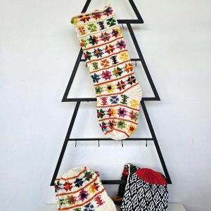 Fair Trade handmade Christmas stocking in a multicolor design for your holiday tree decoration