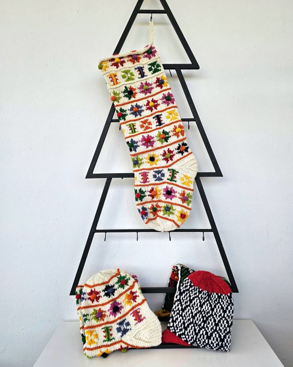 Fair Trade handmade Christmas stocking in a multicolor design for your holiday tree decoration