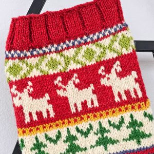 Top view of Christmas stocking showing the opening for gifts and interior space.