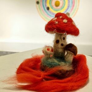 Students showcasing their handmade crafts.