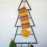 Fair-Trade Christmas Stocking with Chevron Pattern - Yellow