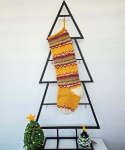 Festive Chevron Christmas stocking with yellow and red stripes for refreshing holiday home decor