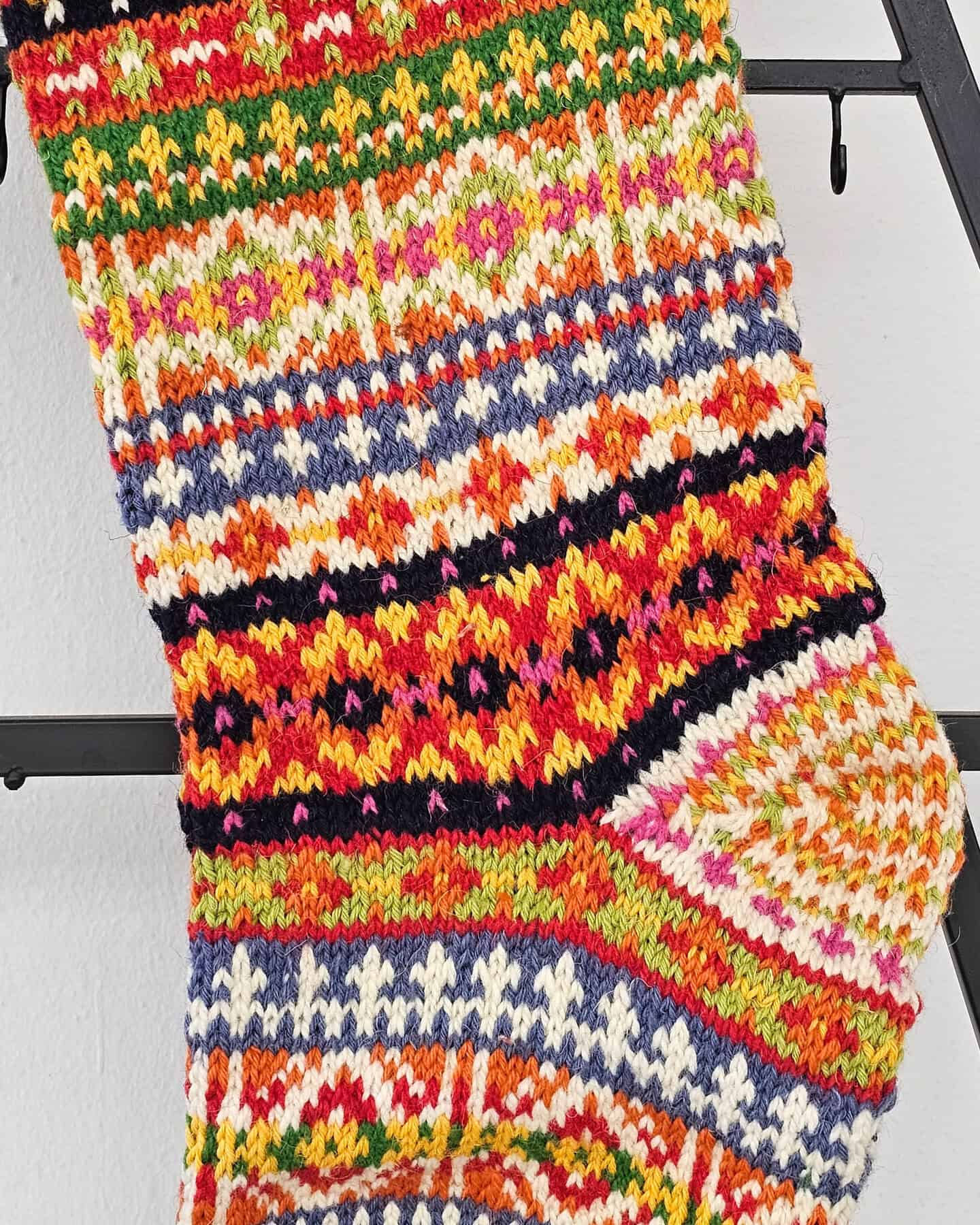 Festive multicolor handmade Christmas stocking decor