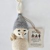 Hand-crocheted Snowman Christmas tree Ornaments Set with gray hat, cream body, and smiling face. BHcrafts Fair Trade Handmade